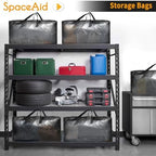 SpaceAid Heavy Duty Moving Bags, Extra Large Storage Totes W/Backpack Straps Strong Handles & Zippers, Alternative to Moving Boxes, Packing & Moving Supplies, Clear (8 Pack) - Image 3