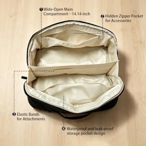 Hair Tools Travel Bag 5-Piece Set with Heat Resistant Mat Insulated Pouch and 2 Cord Straps, Large Fabric Organizer for Hot Brush Curling Iron Flat Iron Hair Dryer, Available in Black - Image 4