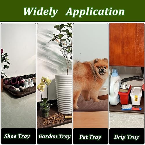 Large Multifunctional Boot Tray 2 Pack Boot Mat Washable Indoor or Outdoor Tray Mat for Shoes Boots Plants Pots Paint Tins Pet Bowls Car Storage, 30 x 15 x 1.2 Inches (Brown) - Image 6