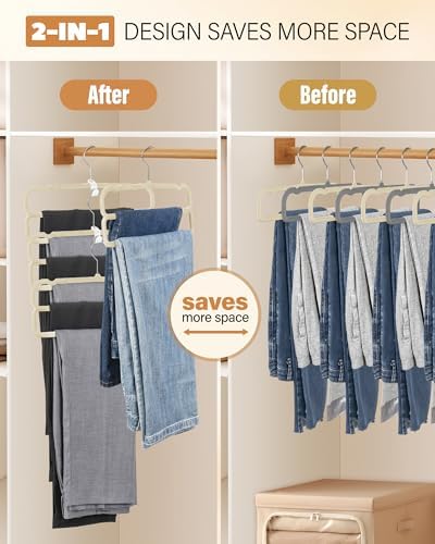10 Pack Velvet Pants Hangers for Closet Space Saving, Thin Hanger (Black) - Image 4