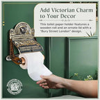 Renovators Supply Manufacturing Antique Brass Wall Mount Toilet Tissue Paper Holder 6.9" Wide Victorian Style Rust Resistant Solid Brass Bathroom Toilet Sanitary Paper Roll Holder Storage with Lid - Image 5