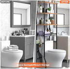 Over-The-Toilet Storage Shelves, 4-Tier Bathroom Organizer Shelf Over Toilet with Adjustable Feet Pad and Basket, Freestanding Space Saver Bathroom Storage Rack Above Toilet (Vintage Brown) - Image 5