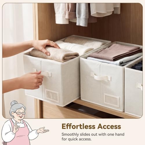 GRANNY SAYS Closet Shelf Baskets, Pearl White, Extra Large, 3-Pack - Image 4