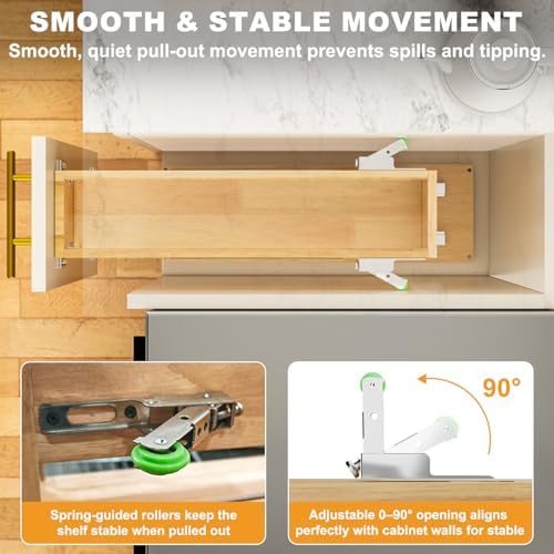 Pull Out Spice Rack Organizer for Cabinet, 6.5" W x 22.3" D x 25.2" H Multi-Use Solid Wood Slide Out Shelf for Kitchen Cabinet, Sliding Spice Rack for Cans & Jars, Pantry Organization - Image 6