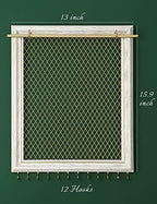 Heesch Hanging Earring Organizer Frame Wall Mounted Jewelry Holder Vintage Rustic Stud Earring Display with Removable Rod and 12 Hooks for Necklaces, Bracelets and Rings (Distressed White) - Image 5
