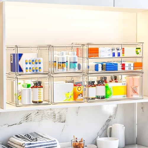 caktraie 6-Pack Acrylic Stackable Storage Drawers for Vanity, Desk, Bath - Image 5