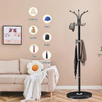 ZOZOE Metal Coat Rack Stand, Modern Coat Rack Freestanding with Natural Marble Base, 360° Rotary Design Coat Racks with 14 Hooks, Black Coat Tree Hanger Stand for Bags, Hats, Entryway, Office - Image 6