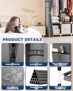 Mavivegue Portable Closet Wardrobe, Clothes Organizer with 4 Hanging Rods, Non-Woven Fabric Cover, Large Capacity Storage for Bedroom and Living Room,Gray - Image 3