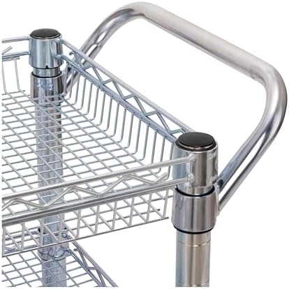 Seville Classics UltraDurable NSF Commercial Heavy Duty Metal Rolling Utility Cart, Handle Bar for Restaurant, Garage, Warehouse, Kitchen, Office, Deep Top Basket (34.8"W x 18.25"D) - Image 4
