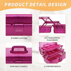 3-Tier Stackable Storage Organizer Box, Art & Craft Storage Container, Carry Tackle Organizer, Medicine Cosmetic for Art Supply Makeup Hair Accessories Painting Tools (Hot Pink) - Image 3