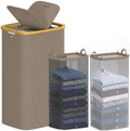 efluky Double Laundry Hamper with Lid and 2 Removable Bags, Brown by efluky