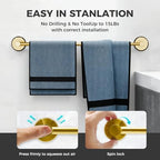 Adjustable Suction Cup Towel Bar for Bathroom Wall,17 Inch~29 Inch Towel Racks for Bathroom,Stainless Steel Bath Towel Holder(Brushed Gold) - Image 3