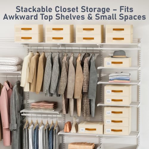 DIMJ Underwear Drawer Organizer, Stackable Bra Organizer for Closet, 3 Pack, Beige - Image 3