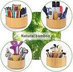 Utoplike Bamboo Rotating Art Supply Desk Organizer, Pencil Holder Desktop - Image 4