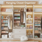 5 Tier Extra Large Closet Hanging Shelves with Divider,2 Pair Hook,16.5"L x 11.8"W x 51.4"H Closets Organizers and Storage,Clothes Organizer Clothing Sweaters Shoes Handbags Clutches Accessories-White - Image 4
