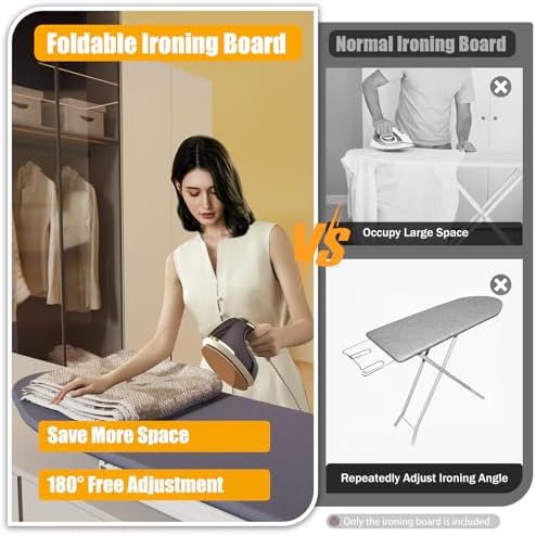 Folding Ironing Board, 31.5 * 11.6 * 4.7in Wall-Mounted Ironing Board with Removable Cover, Compact Ironing Boards for Bedrooms, Checkrooms, Small Houses, 180° Free Rotation - Image 6