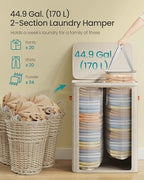 SONGMICS Laundry Basket, 170L Laundry Hamper with Lid, 2 Removable Bags - Image 4