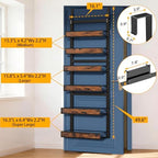 6 Tier Over The Door Pantry Orangizer 2 IN 1 Wall Mounted or Hanging Spice Rack with Adjustable Wood Basket,Heavy Duty Seasoning Storage Shelf for Kitchen Pantry and Bathroom - Image 2