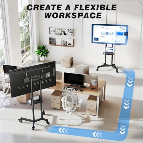 Portable Rolling TV Stand with Shelf for 32-85 in TVs up to 150 lbs - Image 3