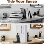 Black Cheetah Book Ends, Decorative Leopard Bookends for Shelves - Image 4