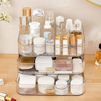 Clear Makeup Organizer for Vanity, Large Desk Organizer with Stackable Drawers for Cosmetics, Skincare, Lipsticks, Eyeshadow Palette, Nail Care, Ideal Storage for Dresser and Bathroom Countertop - Image 2