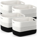 4 Pack Storage Baskets for Organizing, 11''Lx9''Wx8''H Woven Baskets for Storage Toys, Towels, Books, and Clothes, Cotton Rope Basket for Shelves with Handle by Unknown