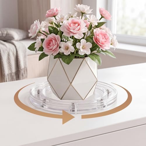 12 Pcs 6 Inch Small Lazy Susan Turntable Clear Acrylic Lazy Susan Organizer 360 Degree Rotating Spice Rack Tray for Kitchen Pantry Spice Rack Table - Image 5