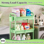 SUNALLY 4 Tier Rolling Cart with Drawer, Craft Storage Cart Organizer,Green - Image 5