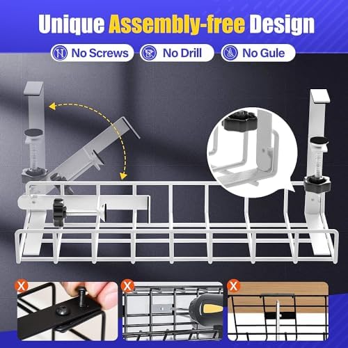 Under Desk Cable Management Tray 2 Pack, Xpatee Upgraded Wire Management No Drill No Screws, Cable Tray with Clamp for Wire Organizers, Computer Cord Rack for Office, Home - No Damage to Desk White - Image 2