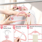 Velvet Felt Stackable Hangers 50 Pack, Thin & Space Saving, Pink - Image 4
