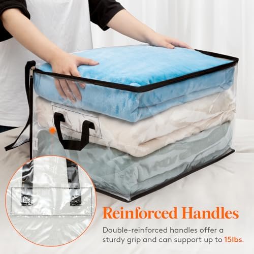 Lifewit 4 Pack Clear Clothes Storage Bags, 60L Plastic Blanket Vinyl Foldable Moving Bags with Zipper, Closet Organizers and Storage Containers for Bedding, Duvet, Pillow - Image 4
