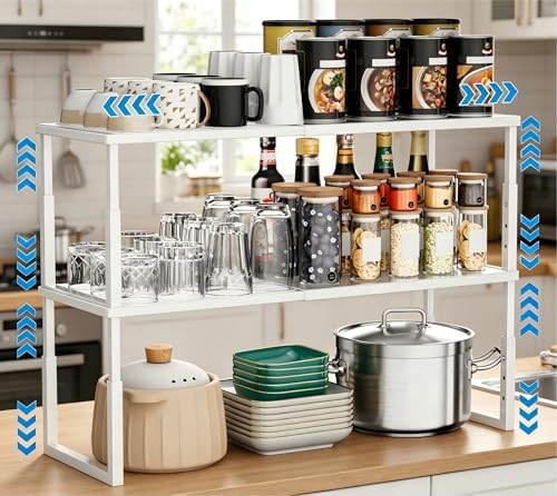 Cabinet Shelves, 2 Pack Stackable Shelves for Kitchen Storage by HOFUSUSER