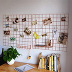 Yash Metal Wire Grid Panel, Display Organizer, Postcard Wall Artwork Display for Home Office Living Room Dorm Kitchen Storage Grid Wall, 23.6" X 23.6", Pack of 2 Pcs, Rose Gold by Unknown