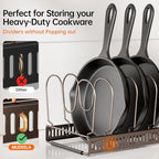MUDEELA Expandable Pot Pan Lid Organizers inside Cabinet, 12 Divider-Bronze - Image 3