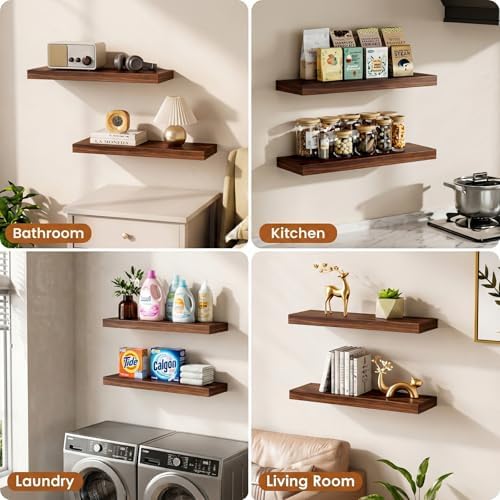 Organic Wavy Edge Floating Shelves,Hidden Brackets,2 Pack 24 in - Image 5