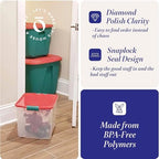 HOMZ Holiday Tote Plastic Storage Bin with Lid, 31 Qt, Clear/Red, 4 Pack - Image 3