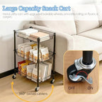 Pantry Organizer and Storage Shelves Kitchen Cart for Fruit Vegetables, 3 Tier Utility Cart with Wheels, Onion Potato Storage Basket Thicken Metal Trolley for Laundry Bathroom, Black - Image 5