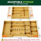 Bamboo Expandable Kitchen Drawer Organizer, 17.8-30 in,Natural - Image 2