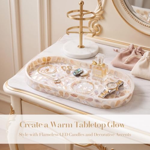 2 Pcs Capiz Shell Decorative Tray Mother of Pearl Tray,Oval - Image 5