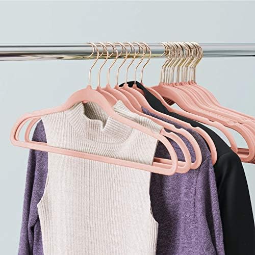 VECELO Premium Velvet Suit Hangers Heavy Duty (100 Pack) - Non Slip & Space-Saving Clothes Hangers with 12 Finger Clips and 2 Tie Rack Excellent for Men and Women (Pink) - Image 5