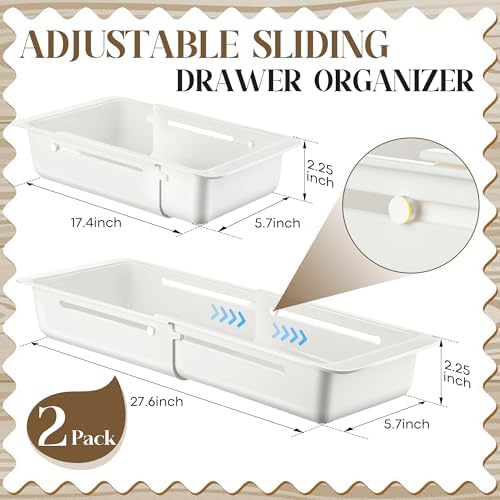 2 Pack Deep Drawer Organizer Adjustable Storage Bin(17.4-27.6") - Image 3