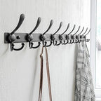 Dseap Coat Rack Wall Mount 37”, Heavy Duty 12-Gauge Base vs Flimsy 1mm, Double-Thick Anti-Snap Hooks, 16” Stud-Mount, Stainless Steel 10-Hook Hanger for Closet Entryway, Black, Pack of 2 - Image 5