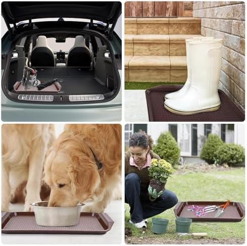 Boot Mat 3 Pack Boot Mats for Entryway Outdoor Doormats Waterproof for Garden, Bedroom, Entrance Area, Garage Plastic Tray,Pink - Image 2