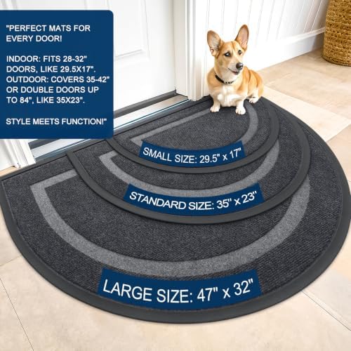 OLANLY Half Circle Front Door Mat Outside 59x34 All-Season Rubber Doormat - Image 2