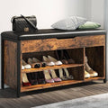 Shoe Bench, Lift Top Shoe Storage Bench, Adjustable Shelf Entryway Bench, Metal and Wood Shoe Rack Organizer with Cushion for Entry, Bedroom, Closet, Living Room, Hallway (Brown, 35.5“W) by Astimey