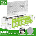 Aluminum Foil Sheets, 400 Count Tin foil,12" x 10.5" Pre-Cut Pop-Up Dispenser for Food Wrap, Hot Dog or Sandwich Wrap,Food Storage, Baking, Catering, Restaurant,Kitchen Use - Image 5