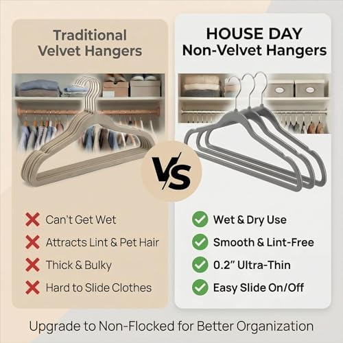 HOUSE DAY Grey Plastic Hangers 50 Pack - Ultra-Thin Heavy Duty Non-Velvet - Image 5