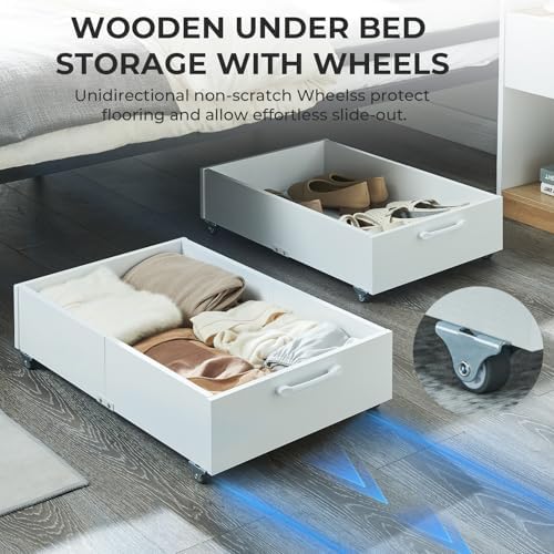 TIOPGHAD 2-Pack Under Bed Storage Drawers Organizer with Wheels, White - Image 4