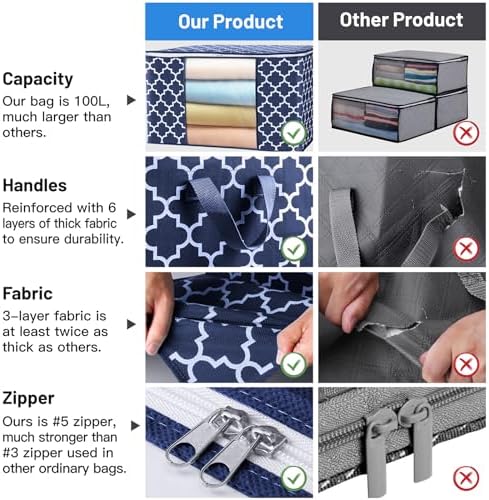 Storage Bags 100L 6Pack Clothes Organization and Storage Containers - Image 6