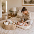 Diaper Caddy Organizer, Paper Rope Storage Baskets Nursery Bin with Removable Divider, Portable Car Organizer for Diapers, Baby Shower Gifts, Newborn Essentials Must Haves (Beige) - Image 4